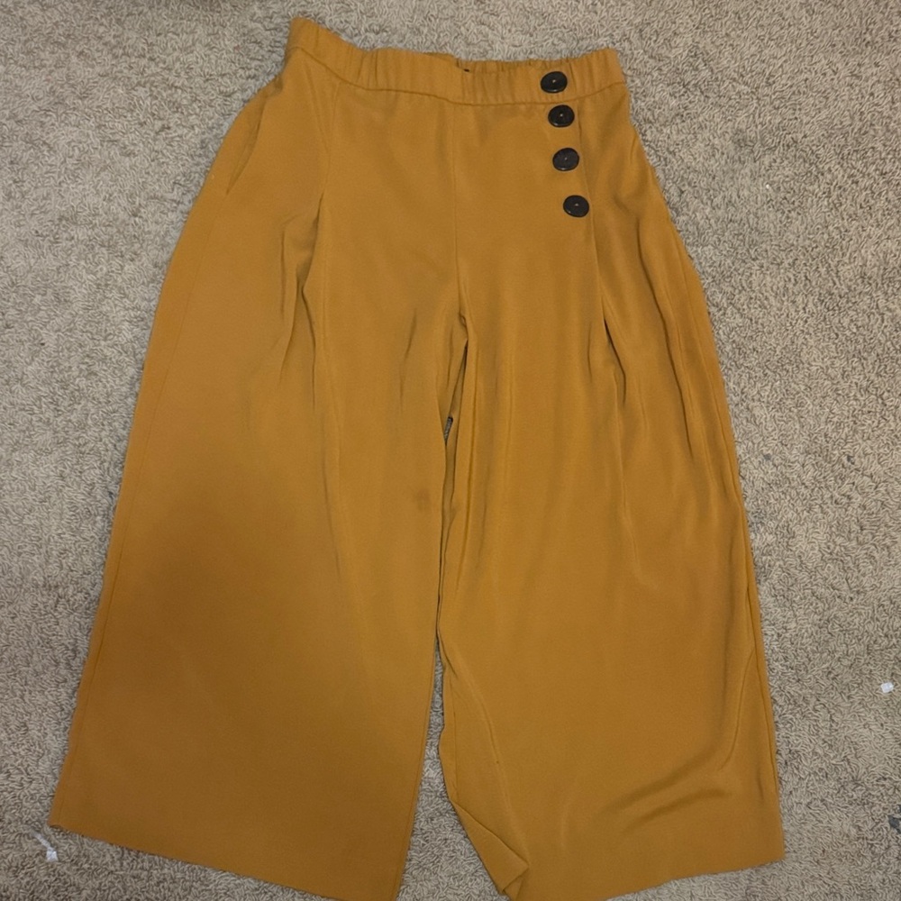 Zara Mustard Elastic Waist Pants